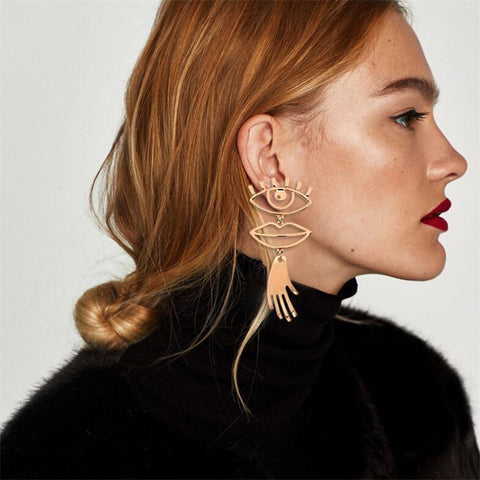 Abstract Art Gold Color Earrings