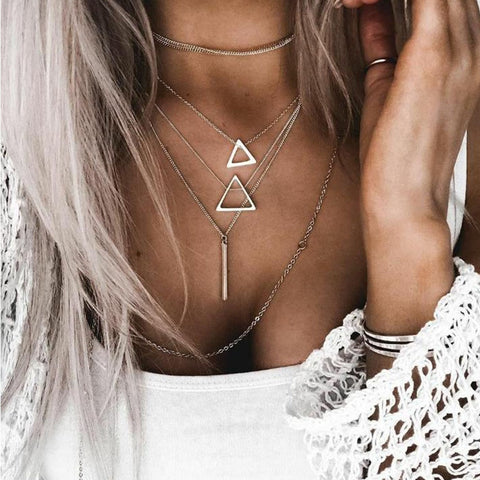 Silver Chain Multi-Layer Necklace
