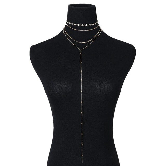 Multi-Layer Rhinestone Necklaces