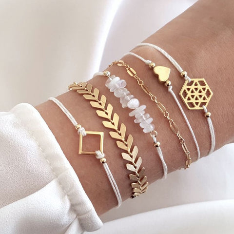 Gold Color Bracelet Set /6pcs