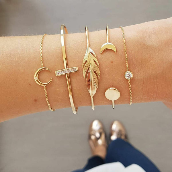 Gold Color Bracelet Set /5pcs