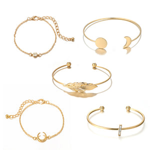Gold Color Bracelet Set /5pcs