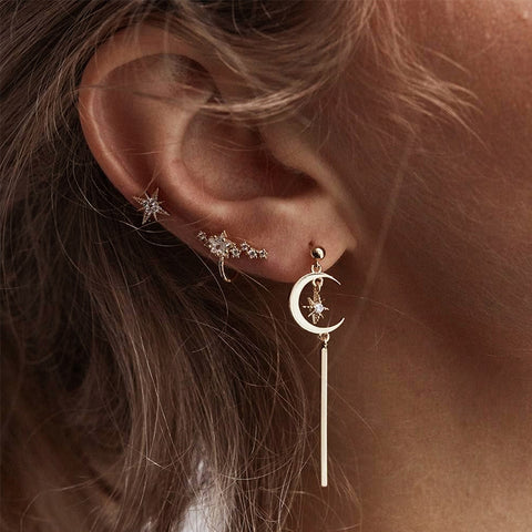Crystal Pendant Earrings /3pcs