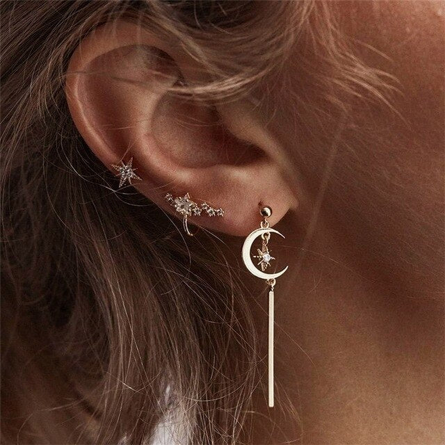 Crystal Pendant Earrings /3pcs