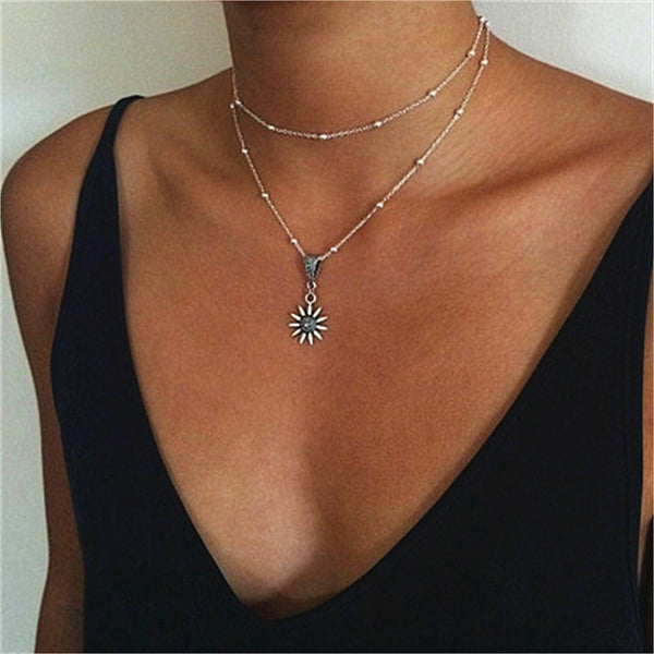 Double Layered Sunflower Necklace