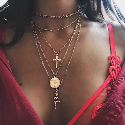 Gold Color Multi-Layer Necklace