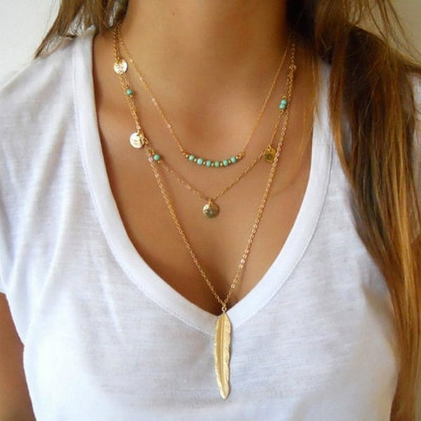 Gold Color Bohemian Multi-Layer Necklace