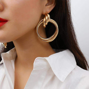 Round Alloy Drop Earrings