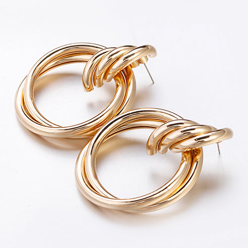 Round Alloy Drop Earrings