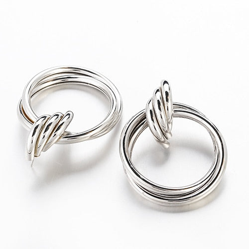 Round Alloy Drop Earrings