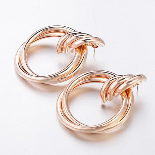 Round Alloy Drop Earrings
